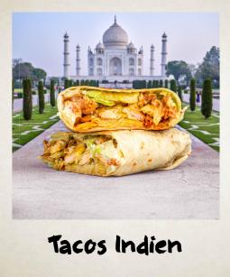 Délicieux tacos Indien avec poulet tandoori
